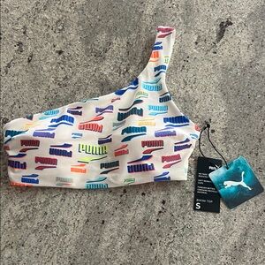 Puma Colorful Logo One-Shoulder Bikini Top